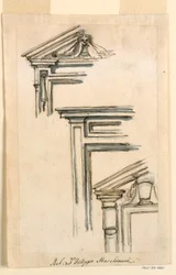 Dessin, trois caissons de fenêtre ou de porte, vers 1770