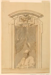 Dessin, étui de fenêtre et moitié d