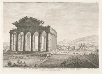 Vue du temple hexastyle périptère du côté sud, de 