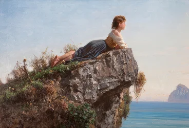 La jeune fille sur le rocher à Sorrente