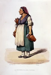 Petit commerce de la ville de Naples : vendeuse ambulante d