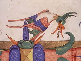 Missel 515 f.72v Oiseau fantastique, détail de la décoration d