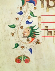 Missel 515 f.72v Bordure feuillue zoomorphe (détail d