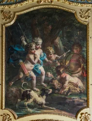 Panneau décoratif représentant des chérubins, Palais de chasse de Stupinigi, par Filippo Juvarra (1678-1736)
