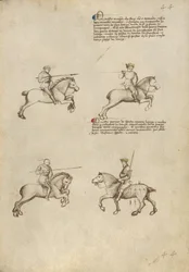 Combat équestre avec lance et épée