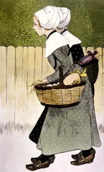 Servantes portant des œufs de Pâques, vers 1900