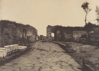Pompéi, la voie de Pompée, monument funéraire de Mamia, vers 1853