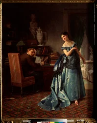 Une dame à la mode, préparation pour un bal