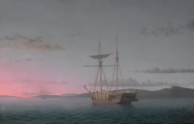 Goélettes à bois le soir dans la baie de Penobscot