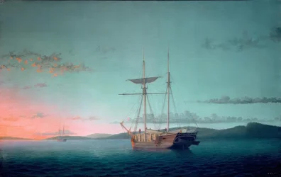 Goélettes à bois le soir sur la baie de Penobscot