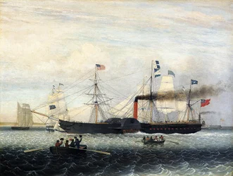 Le Britannia entrant dans le port de Boston, 1848