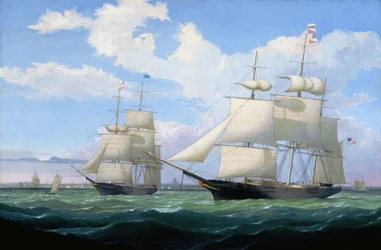 Les navires « Winged Arrow » et « Southern Cross » dans le port de Boston