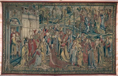 Bethsabée ordonnée au palais, Tapisserie de David et Bethsabée, c.1510-15
