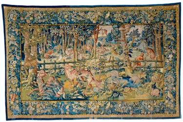 Forêt avec animaux exotiques (textile)