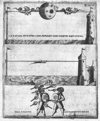 Comment faire un nuage artificiel, illustration de Tratado de Artilleria par Diego Ufano, Bruxelles, 1613