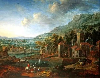 Paysage avec cavaliers