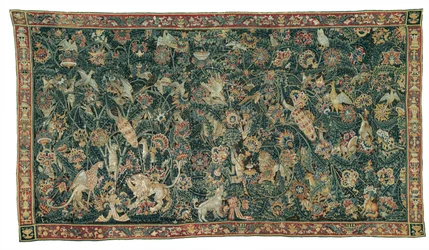 Grande feuille de verdure avec animaux et oiseaux