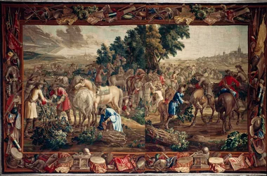 Palais (Schlossanlage Schleißheim). Tapisserie flamande. Atelier de Bruxelles Judocus De Vos. Design Lambert De Hondt. Laine et soie. Vers 1715 - 1724