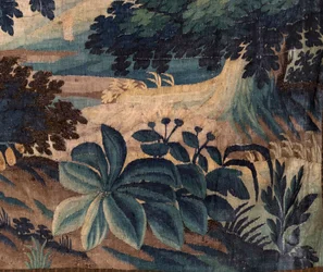 Église paroissiale (Sint-Walburgakerk). Tapisserie flamande "Verdure". Oudenaarde. Fin 17ème-début 18ème siècle. Propriété de l