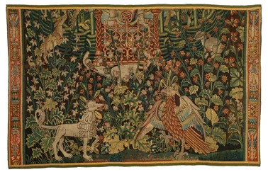 Tapisserie, fragment de Park au Cerfs, fabriqué vers 1500-1525