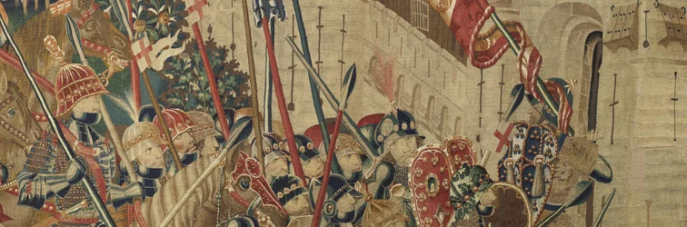 Tapisserie montrant les conquêtes du roi Alphonse V du Portugal (Conquistas de Alfonso V de Portugal), Tournai. Détail.