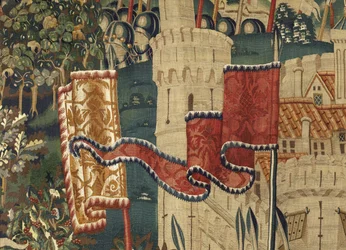 Tapisserie montrant les conquêtes du roi Alphonse V du Portugal, Tournai (détail)