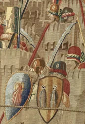 Tapisserie montrant les conquêtes du roi Alphonse V de Portugal, Tournai. Détail.