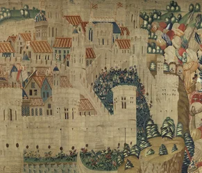 Tapisserie montrant les conquêtes du roi Alphonse V du Portugal, Tournai (détail)