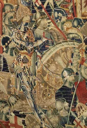 Tapisserie montrant les conquêtes du roi Alphonse V du Portugal, Tournai (détail)