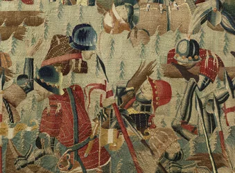 Tapisserie montrant les conquêtes du roi Alphonse V du Portugal (Conquistas de Alfonso V de Portugal), Tournai. (détail)