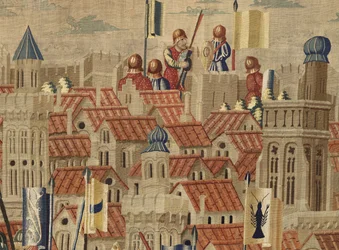 Tapisserie montrant les conquêtes du roi Alphonse V du Portugal (Conquistas de Alfonso V de Portugal), Tournai. (détail)