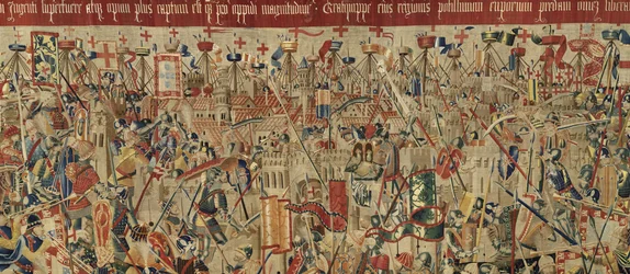 Tapisserie montrant les conquêtes du roi Alphonse V du Portugal (Conquistas de Alfonso V de Portugal), Tournai. (détail)