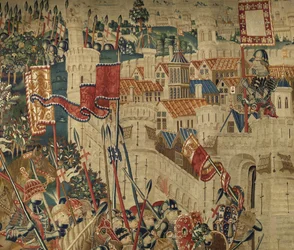 Tapisserie montrant les conquêtes du roi Alphonse V du Portugal (Conquistas de Alfonso V de Portugal), Tournai. (détail)
