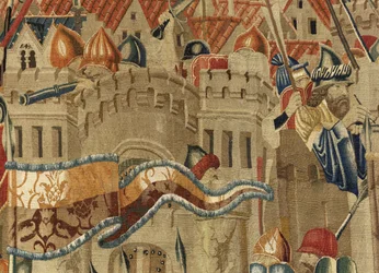Tapisserie montrant les conquêtes du roi Alphonse V du Portugal (Conquistas de Alfonso V de Portugal), Tournai. (détail)
