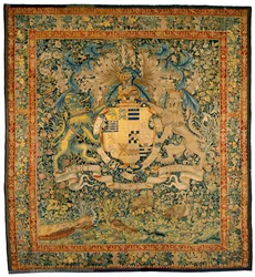 Tapisserie de verdure avec les armes de Robert Dudley, comte de Leicester, vers 1570-1585