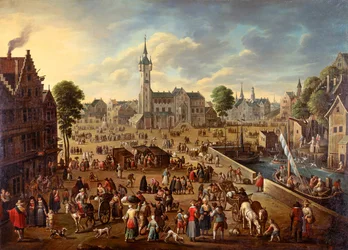 Vue de la ville de la place principale à Lier, ca 1620-1625