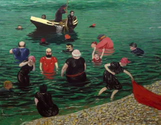 Baigneurs à Étretat
