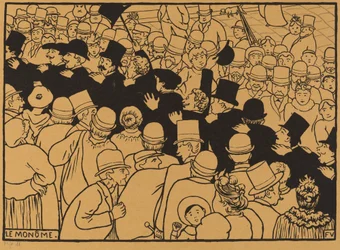 Le Monôme défilant dans les rues en file indienne, 1893