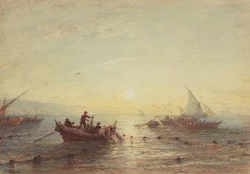 Pêche au thon au lever du soleil au large de la côte près de Marseille
