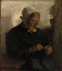 Vieille femme tricotant
