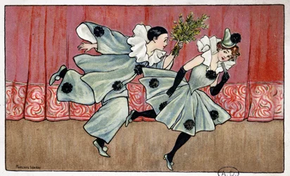 Pierrot courant après Colombine - dess. par Florence Hardy, début 20e siècle