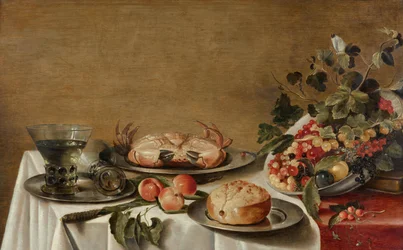 Nature morte aux fruits, au crabe et au pain
