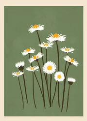 Des marguerites blanches sur fond vert