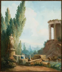 Paysage avec les ruines du temple de la Sibylle à Tivoli