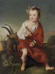 Enfant avec flûte et chèvres