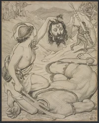 David et Goliath, dessin pour vitrail au Jesus College, Cambridge