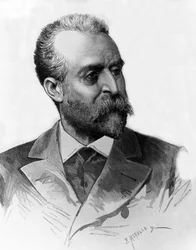 Jaume Ferran i Clua (1851-1929) médecin espagnol qui a traité le choléra à Madrid en 1885, gravure de Meaulle