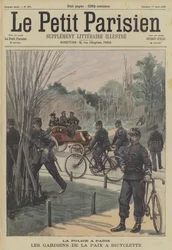 Policiers parisiens utilisant des bicyclettes