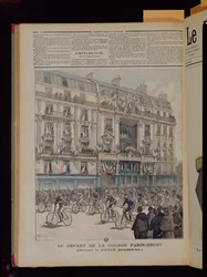 Départ de la course cycliste Paris-Brest devant les bureaux de 