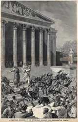 Suffrage universel et la République chassant les marchands du Temple - allégorie sur les suites de l
